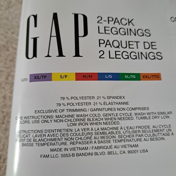 New! Gap Leggings 2 Pack Size XS Black Mid Rise Stretch Pants - Picture 6 of 11